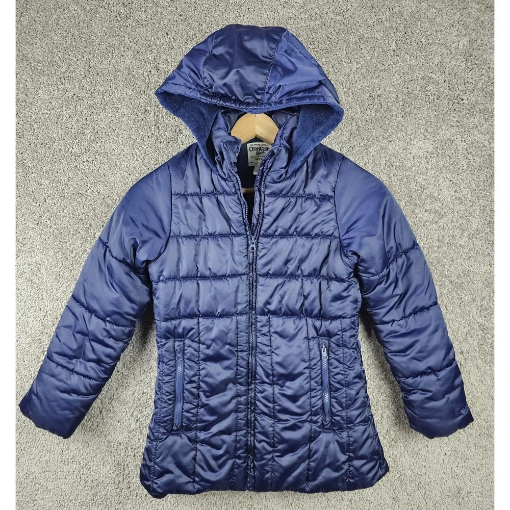 Oshkosh B'gosh Navy Blue Quilted Stylish Puffer Long Jacket Size 12